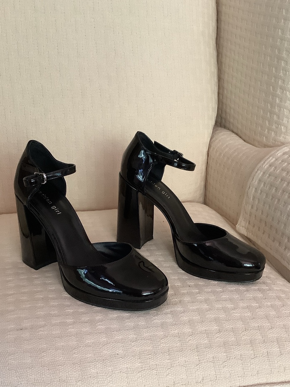Madden Girl Black Patent Mary Jane Platform Heels